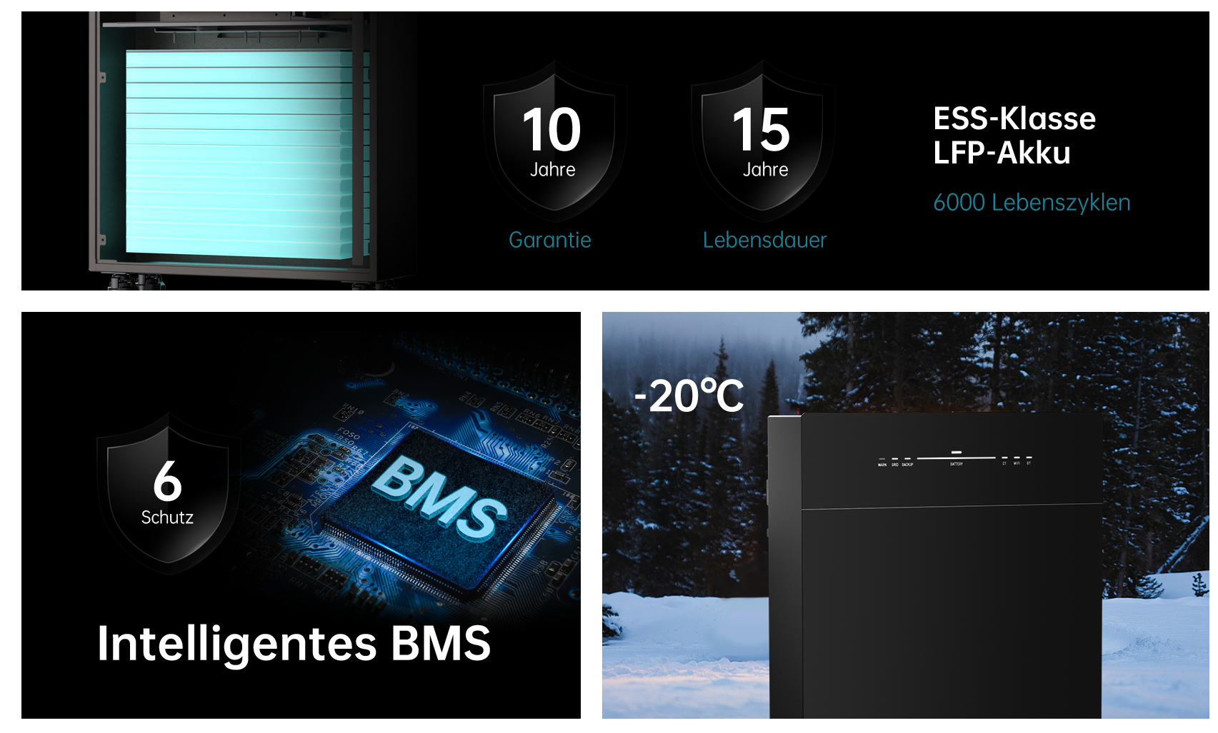 Langlebiges BMS bis zu 6000 Ladezyklen