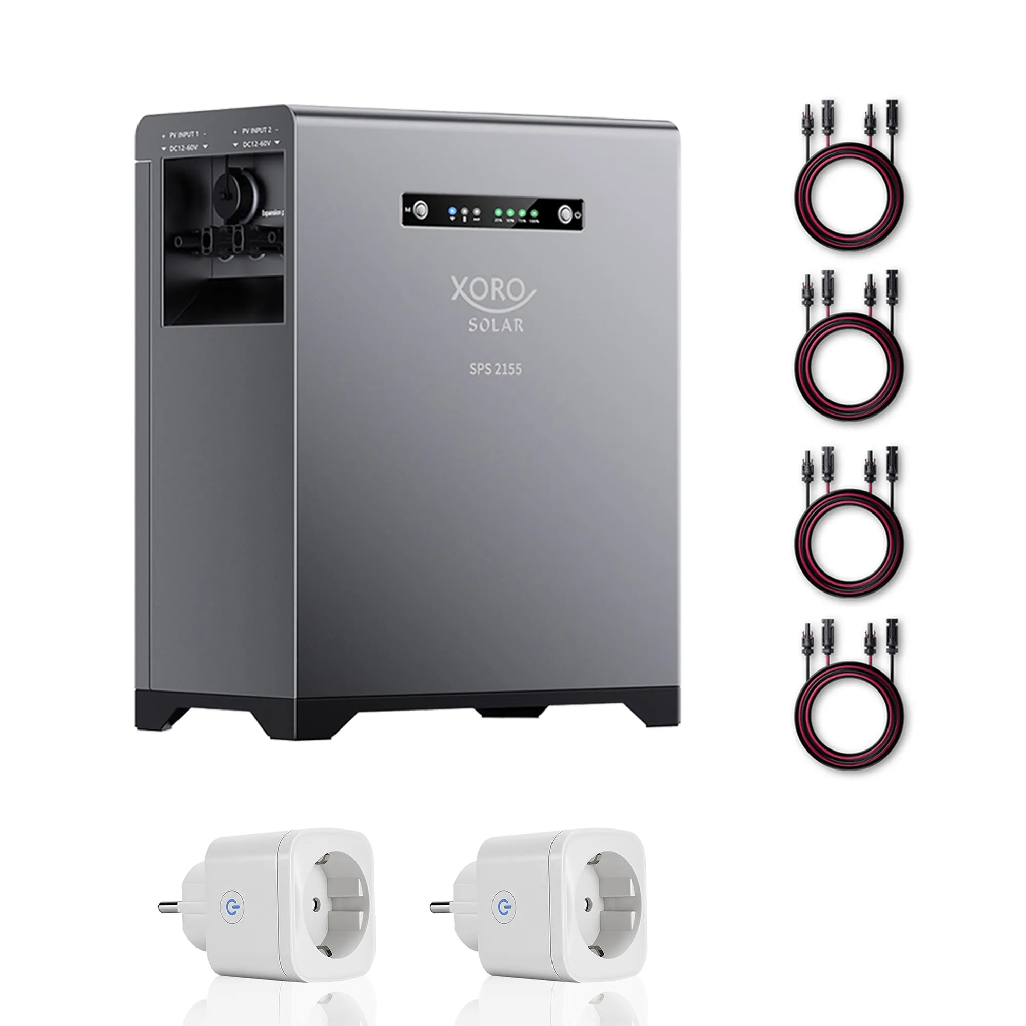 XORO SOLAR SPS 2155 Main - 2x XORO SOLAR SPP 16A2 Smart Plugs & Kabel