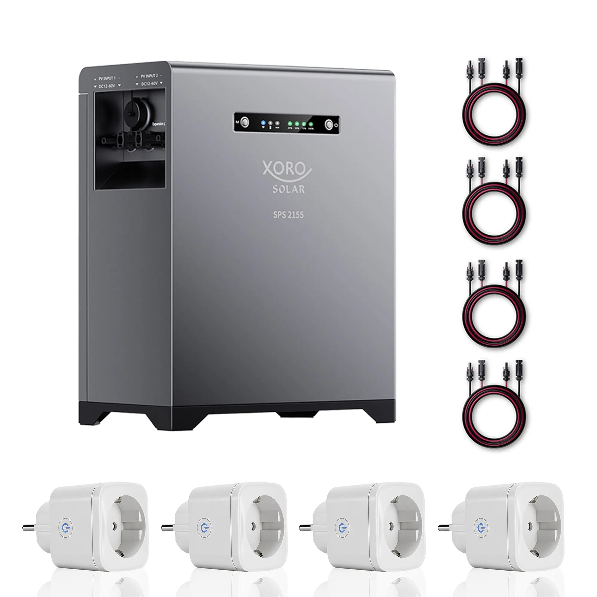 XORO SOLAR SPS 2155 Main - 4x XORO SOLAR SPP 16A2 Smart Plugs & Kabel