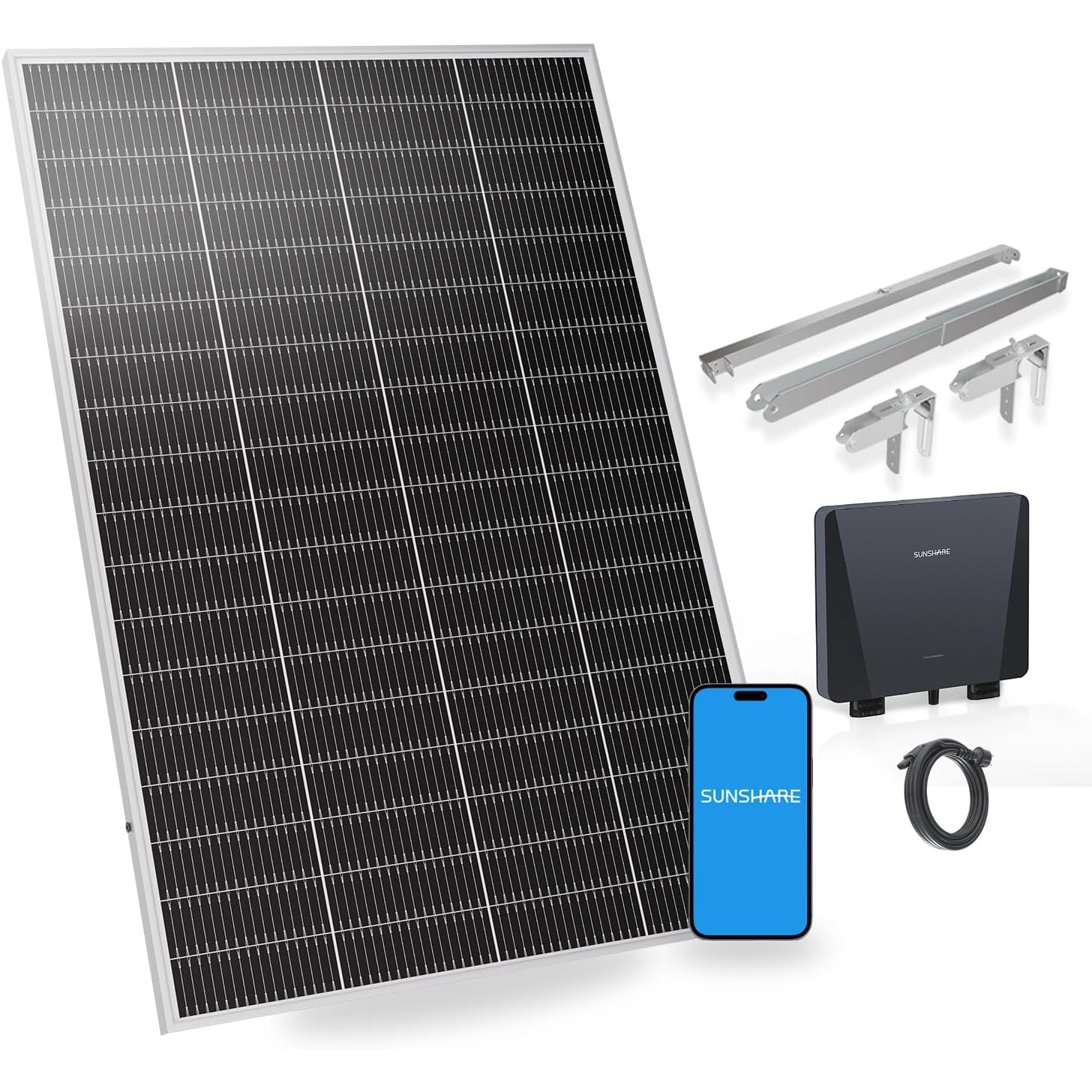 SUNSHARE 200 W Ray Lite Modul Balkonkraftwerk Set mit Smart Mikro-Wechselrichter und Halterung