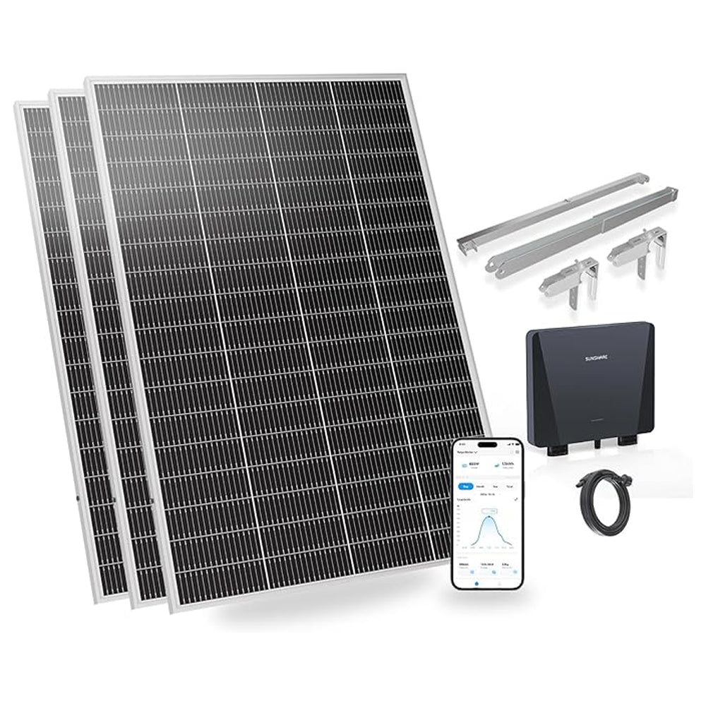 SUNSHARE 600 W Ray Lite Module Balkonkraftwerk Set mit Smart Mikro-Wechselrichter und Halterung