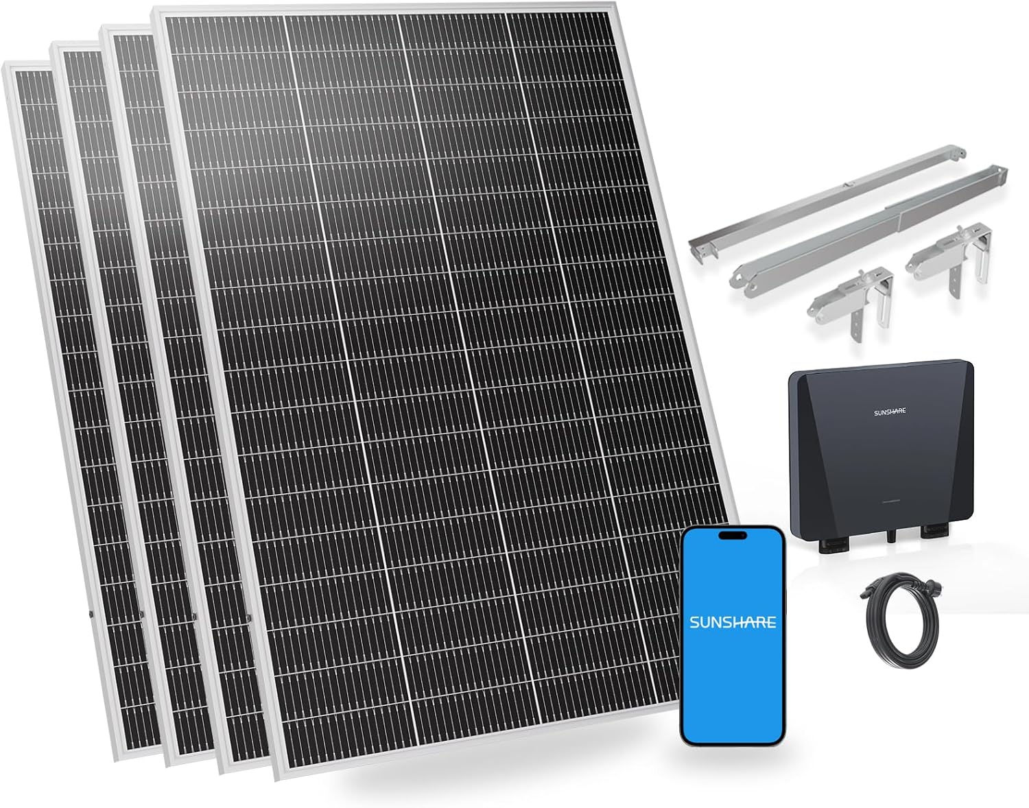 SUNSHARE 800 W Ray Lite Module Balkonkraftwerk Set mit Smart Mikro-Wechselrichter und Halterung