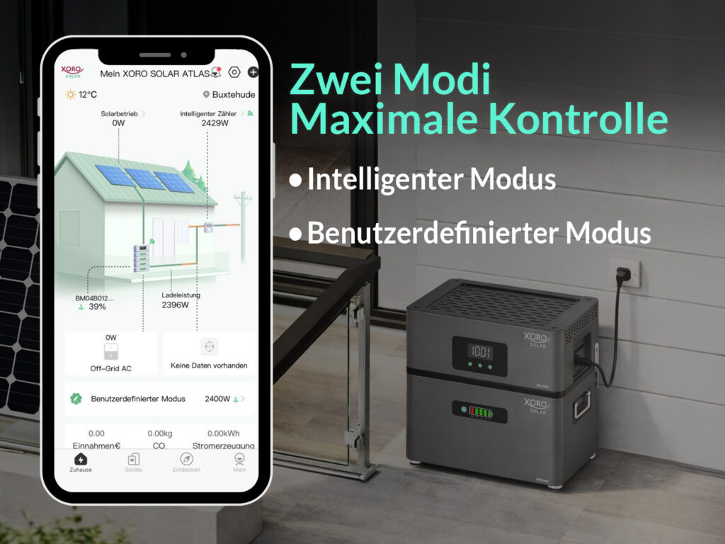 XORO SOLAR Manager App mit intelligentem und benutzerdefiniertem Modus für maximale Kontrolle