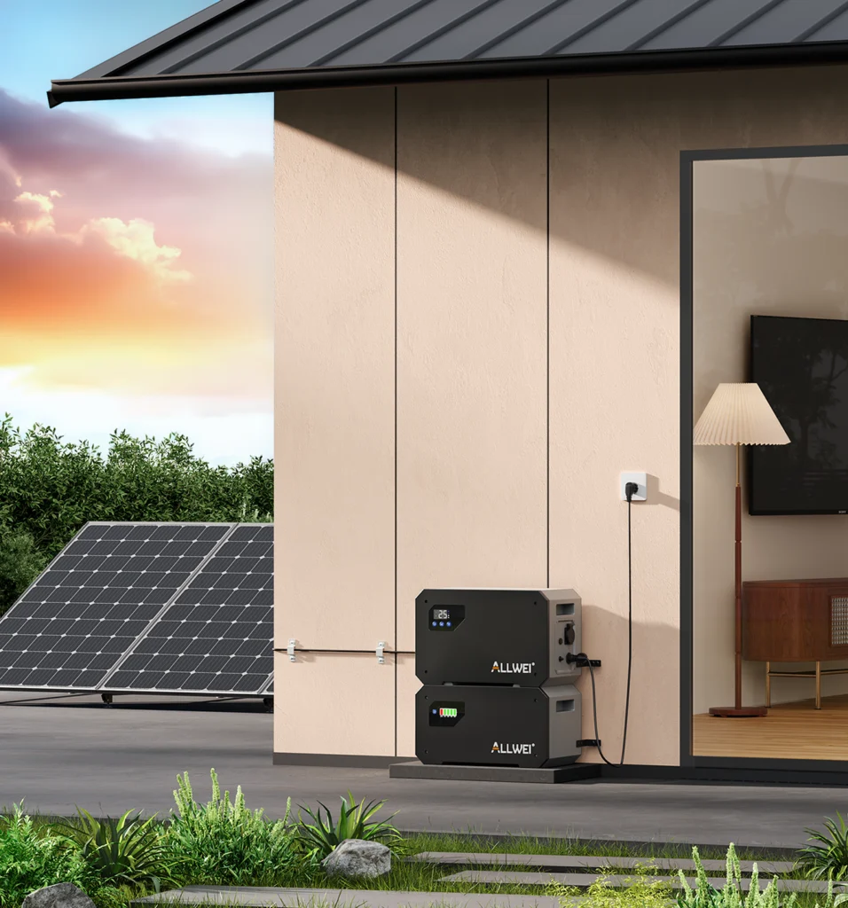 ALLWEI BM1600-2 Powerstation mit Solarmodulen im Garten