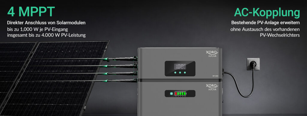 XORO ATLAS PLUS mit vier MPPT-PV-Eingängen und AC-Kopplung für bestehende Solaranlagen