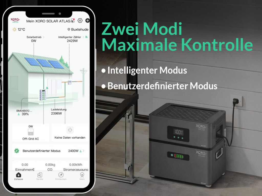 XORO ATLAS PLUS mit intelligentem und benutzerdefiniertem Betriebsmodus in der Solar Manager App
