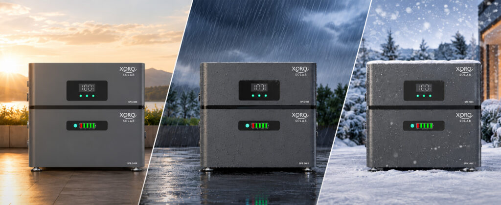 XORO ATLAS PLUS Energiespeicher bei Sonne, Regen und Schnee für unterschiedliche Einsatzbedingungen