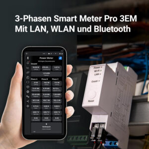 Shelly Pro 3EM Smart Meter mit App-Steuerung sowie LAN-, WLAN- und Bluetooth-Verbindung
